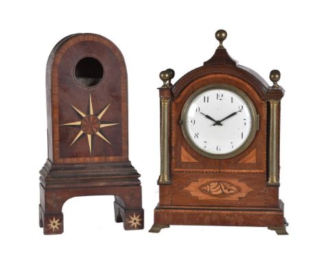 ϒA partridgewood, satinwood, and inlaid mantel timepiece, with pocketwatch type movement engraved to the backplate No. 201, C