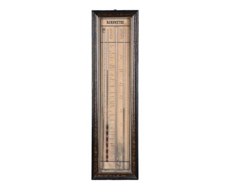 A rare French double-tube contra-barometer, Lebleu-Turpin, Estaires, late 19th century, the rectangular paper scale inscribed