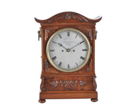 ϒA William IV rosewood bracket clock, Wideham & Adams, London, circa 1835, with eight-day twin fussee bell striking movement,