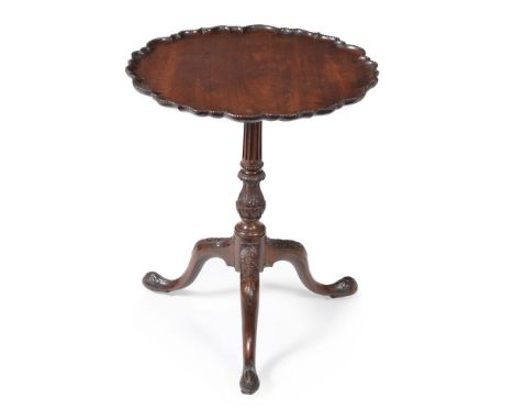 A mahogany 'pie crust' tripod table, circa 1780 and later, 62cm high, the top 52cm diameter
