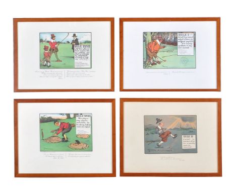 λCharles E. Crombie (Scottish 1885-1967) The Rules of Golf, a set of twenty-four framed prints Lithograph printed in colours 