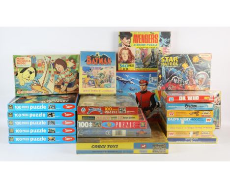 A collection of 20+ TV/ Toy related jigsaw puzzles. Corgi cars, The Man from Uncle, The Avengers, Doctor Who, Thunderbirds, B