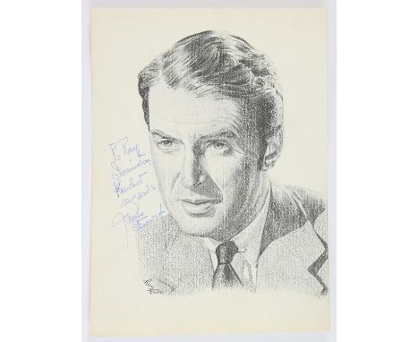 James Stewart (1908-1997) a vintage signed pencil sketch, 1951 - inscribed to the artist in blue ink by America actor James S