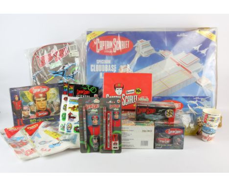 Captain Scarlet - Collection of items including, Spectrum Cloud Base, SPV soap, talking alarm clock, mugs, pencils and other 
