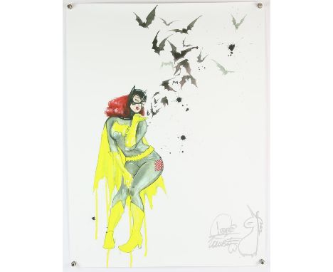 Lora Zombie (b. 1990) 'Batgirl' Signed print - signed in silver pen lower right with unicorn sketch, rolled, 46cm x 61cm 