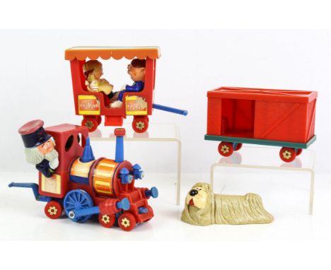 The Magic Roundabout  1972 Corgi Train Set, diecast and plastic engine with two plastic carriages, complete with two seated c