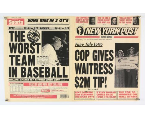 It Could Happen To You (1994) New York Post prop newspaper cover page, from the romantic comedy drama starring Nicolas Cage a