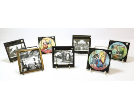 Wooden box of antique glass slides, magic lantern etc. From the estate of Douglas F. O'Neons whow was a cinematographer and d