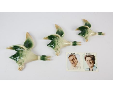 After Coronation Street: Three Flying Ducks  a set of three glazed, plaster mallard ducks, produced and sold as a marketing g