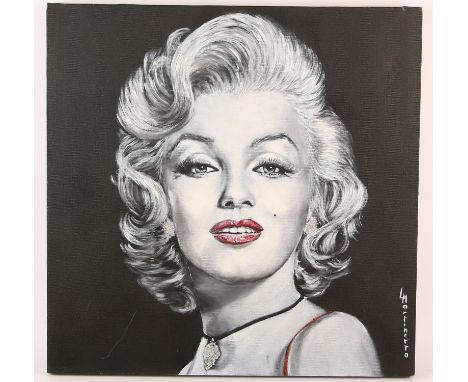 Laure Martinetto. Portrait of Marilyn Monroe, Signed acrylic on canvas, 50 x 50cm; with accompanying COA taped on verso of ca