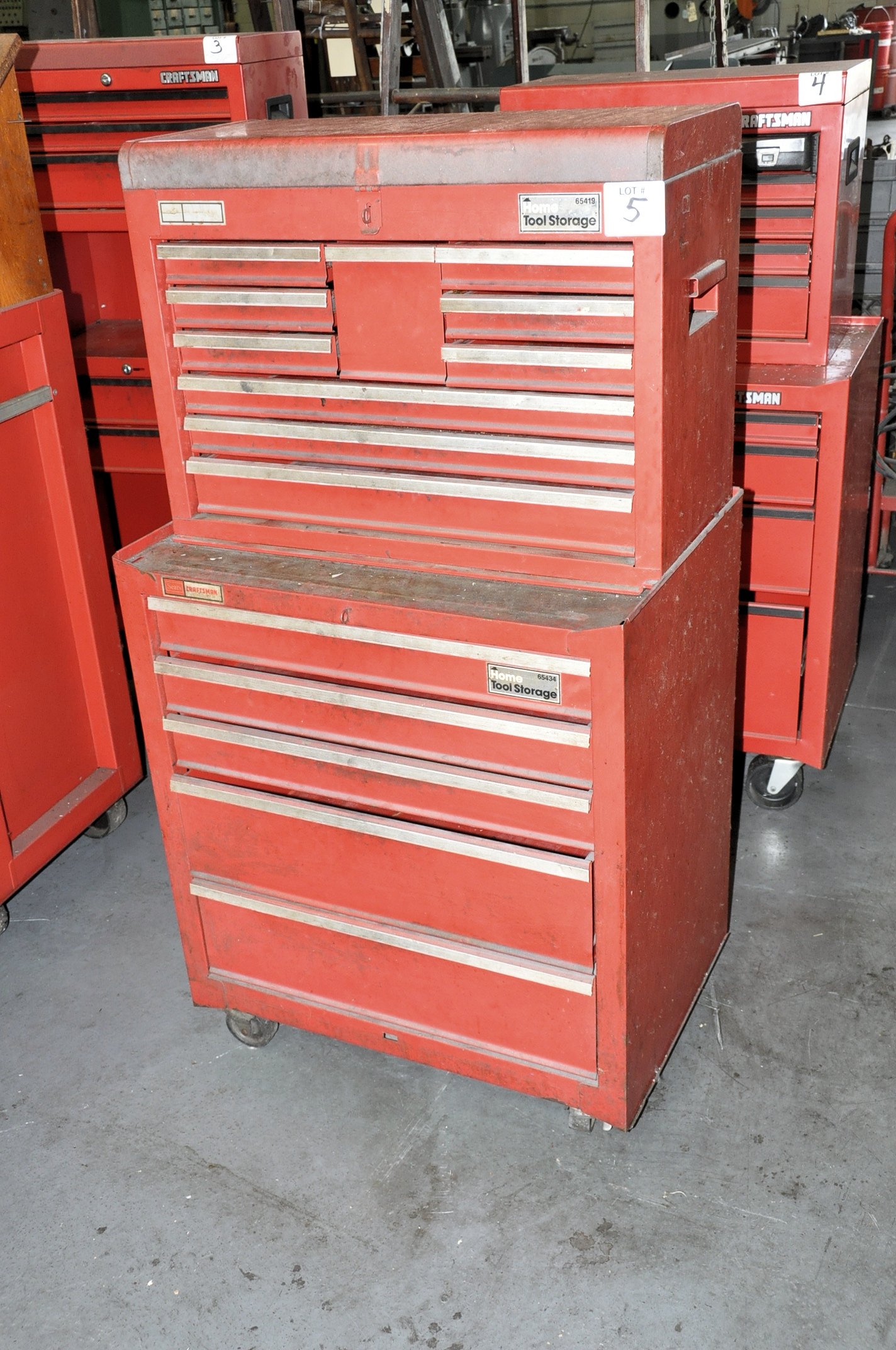 Lot 1 Craftsman 5 Drawer Rolling Tool Chest With Craftsman Flip