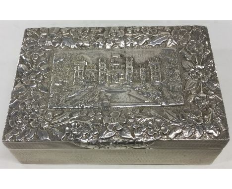 An unusual heavy silver castle top snuff box with gilt interior. London. By BD&amp;S. Approx. 204 grams. Est. £300 - £400.