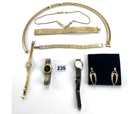 Assorted dress jewellery comprising 2 necklaces, 2 bracelets, pair of earrings, 3 ladies watches inc. Accurist, Reflex &amp; 