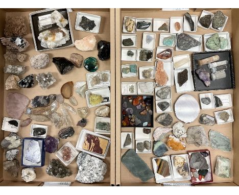 A collection of various stones and minerals, polished and in the rough, to include Amethyst, Quartz, Lapis Lazuli, etc. 