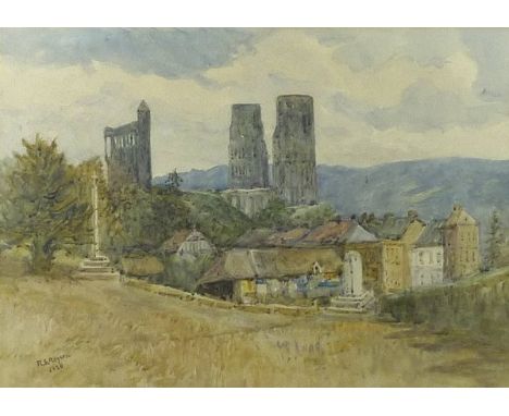 R S Rogers: the ruined abbey of Jumieges, watercolour, signed and dated 1928 lower left, 36 by 49cm.