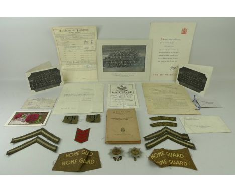 A quantity of WWII Home Guard ephemera and collectibles for Robert Samuel Davies who served 2 July 1940 to 31 December 1944, 