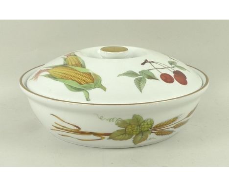 A Royal Worcester porcelain part dinner service decorated in the 'Evesham' pattern, comprising circular serving plate, cake p
