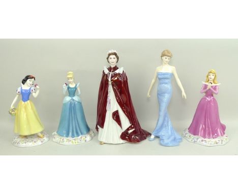 A Royal Worcester figure In Celebration of The Queen's 80th Birthday 2006, A Royal Doulton figurine of Diana, Princess of Wal