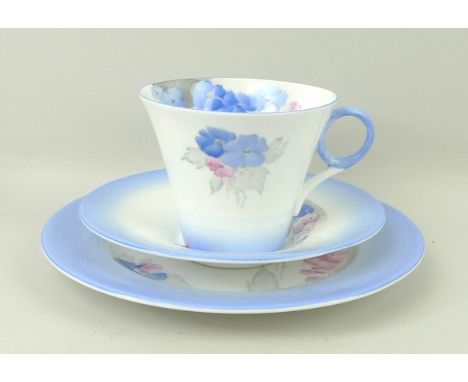 A Shelley porcelain part tea service, circa 1930's, decorated in the 'Phlox' pattern, number W12189 E, comprising cream jug, 