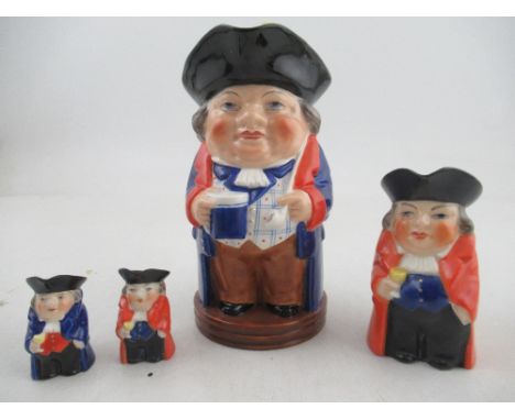 A Royal Worcester Toby jug Shape No 2831 6ins, together with 3 smaller Toby jugs&nbsp;Condition Report:  All pieces are in go