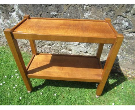 A Cat and Mouseman , Lyndon Hammell, oak tea trolley, carved with a cat, 34ins x 16ins&nbsp;&nbsp;