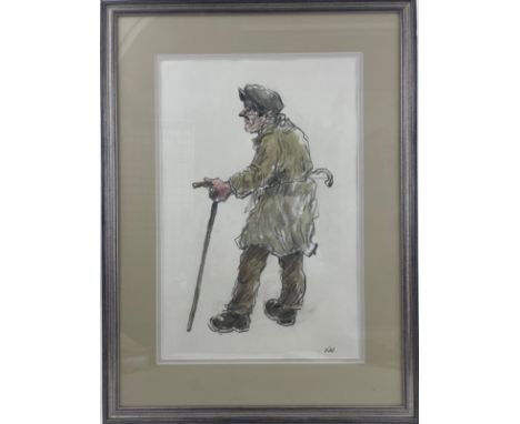 Kyffin Williams, watercolour, Farmer and Stick No. 3, monogrammed KW, bearing a label to the reverse, Thackeray Gallery Londo