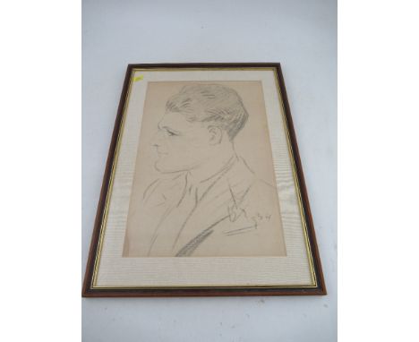 A portrait of a gentleman in profile monogramed BS dated 1934 17ins x 12ins&nbsp;