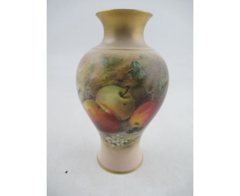 A Royal Worcester vase painted half round with fruit by Ricketts Shape No 2471 height 5.75ins&nbsp;Condition Report:  There a