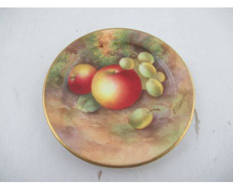 A Royal Worcester miniature side plate decorated with fruit by Townsend 3.5ins  Condition Report:   Good condition, no signs 