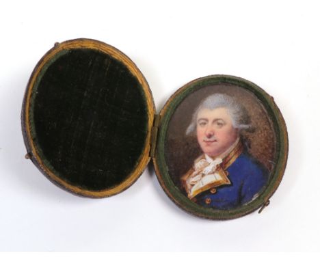 English School, 18th Century, A portrait miniature of a gentleman in Naval dress, watercolour, 5 x 4cm.Thought to be a relati