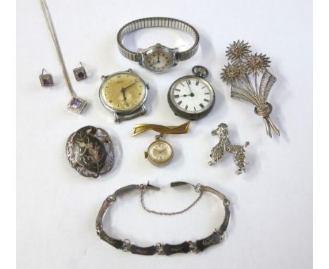 A collection of costume jewellery, and other items to include; a paste eternity ring, stamped '9ct', 2.2g gross; a Victorian 