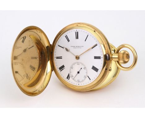 Cooke & Kelvey, Calcutta, an 18ct gold hunter cased keyless pocket watch, circa 1905, No.248131, three-quarter plate lever mo