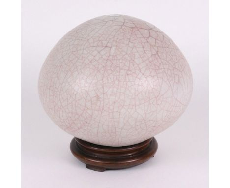 David Leach (1911 - 2005), Lowerdown Pottery vase, sea urchin shape in a pink crackled smoky-grey glaze, impressed seal mark,