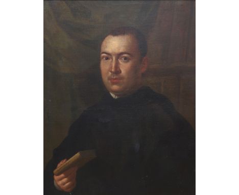 Italian School, 18th Century, A portrait of a priest, oil on canvas, 70 x 55cm.