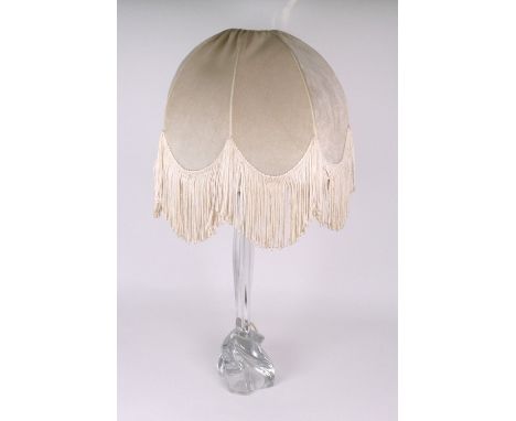 A Daum Nancy clear glass lamp, 20th century, engraved signature to base, 49cm high excluding shade.