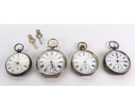 Brown London, A William IV silver engine turned case open face pocket watch, London 1835, the white enamel dial with subsidia