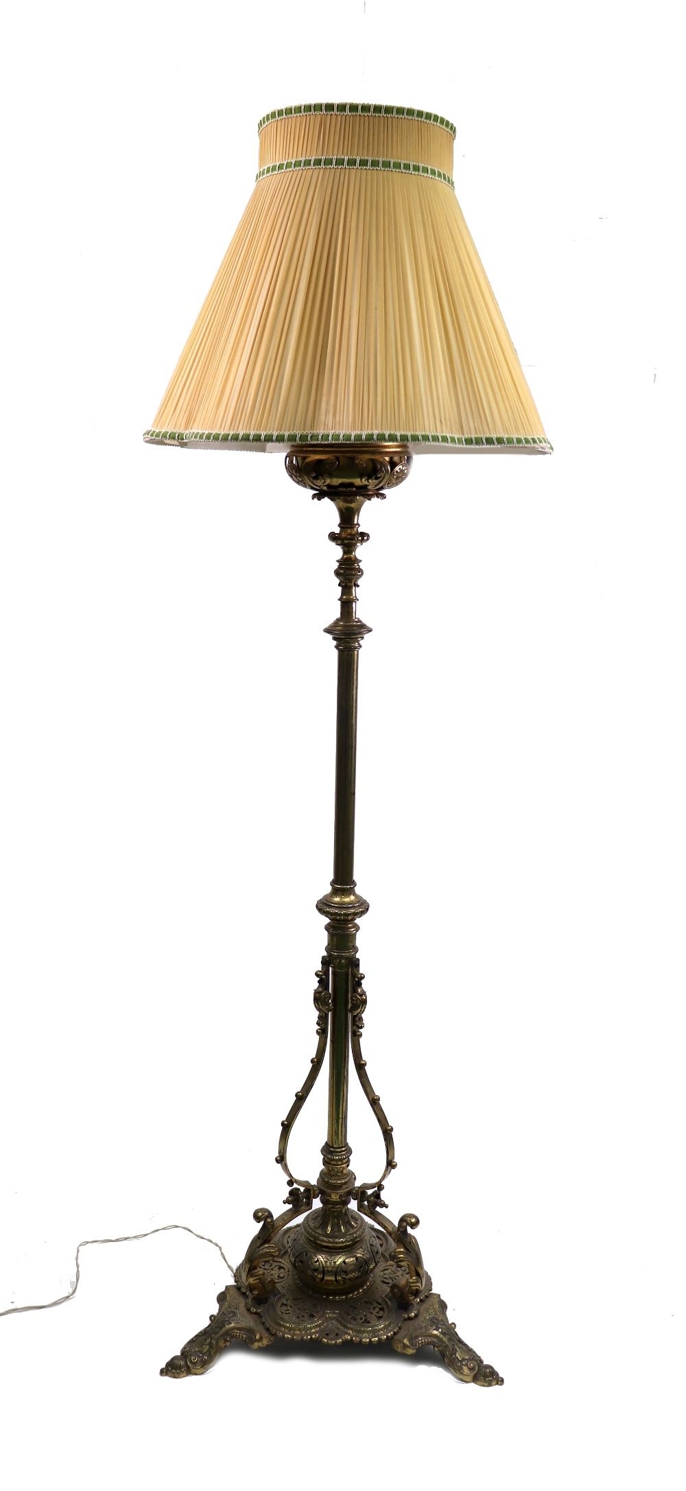A Victorian Brass Oil Standard Lamp Circa 1870 In Gothic Style