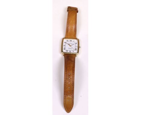 Eterna, a gentleman's 18ct yellow gold Executive Quartz 4000 wristwatch, with cushion shaped white enamel dial and Roman nume