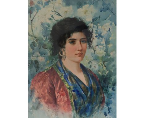 Italian School, 19th Century, Portrait of a woman, watercolour, 58 x 43cm.
