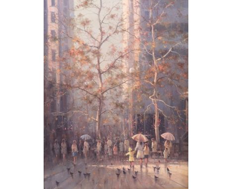 Ramon Ward-Thompson (New Zealand, b. 1941), Sydney Autumn, Martin Place, signed 'R Ward-Thompson' (lower left) and inscribed 