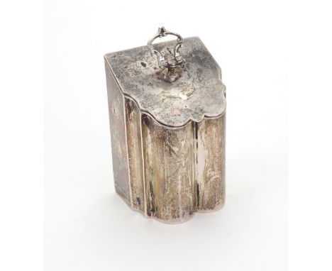 A late Victorian silver novelty tea caddy, William Hutton & Sons, London 1898, in the form of a miniature George III style kn