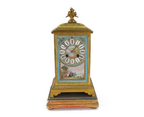 Richard Et Cie Paris & London:  A French gilt metal cased mantel clock, circa 1870, the rectangular foliate cast case with th