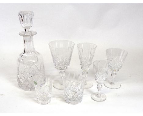 A suite of Stuart crystal cut pattern glassware, in six graduated sizes, forty-nine pieces and a matching decanter (50).