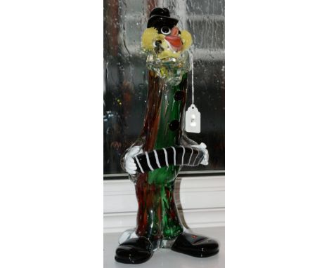 Murano glass clown playing a concertina circa 1950-60