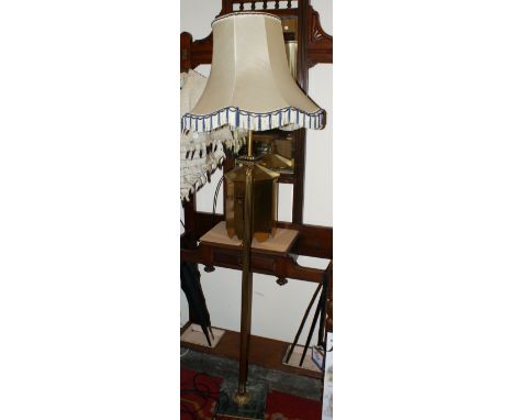 Brass and marble Corinthian column standard lamp