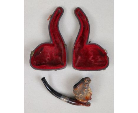 Meerschaum cased pipe with hallmarked silver collar&nbsp; 
