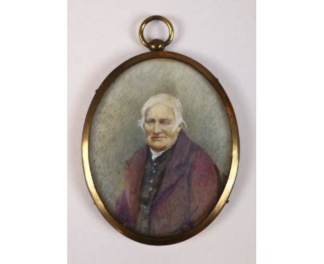 Antique miniature portrait painting of a gentleman 