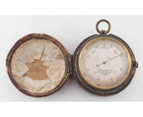 A 19th century gilt pocket barometer Newton & Co, London: the silvered dial signed Newton & Co, 3 Fleet St, Temple bar, Londo