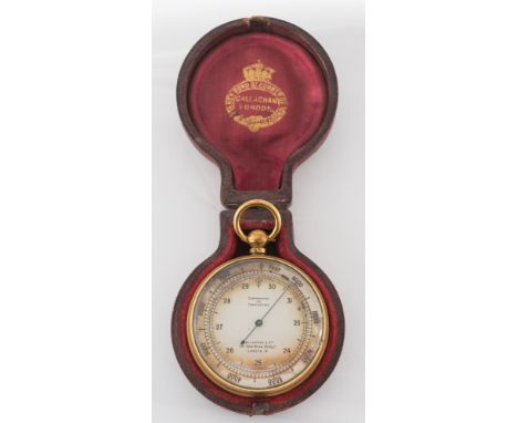 A gilt pocket barometer Callaghan & Co, London: the silvered dial signed Callaghan & Co, 23a New Bond Street, London, W. comp
