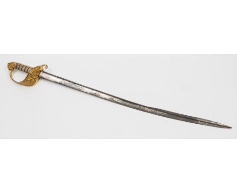 A 19th century Royal Naval dress sword by Dudley of Portsmouth:, the pipe backed single edged blade with double edged tip, ac